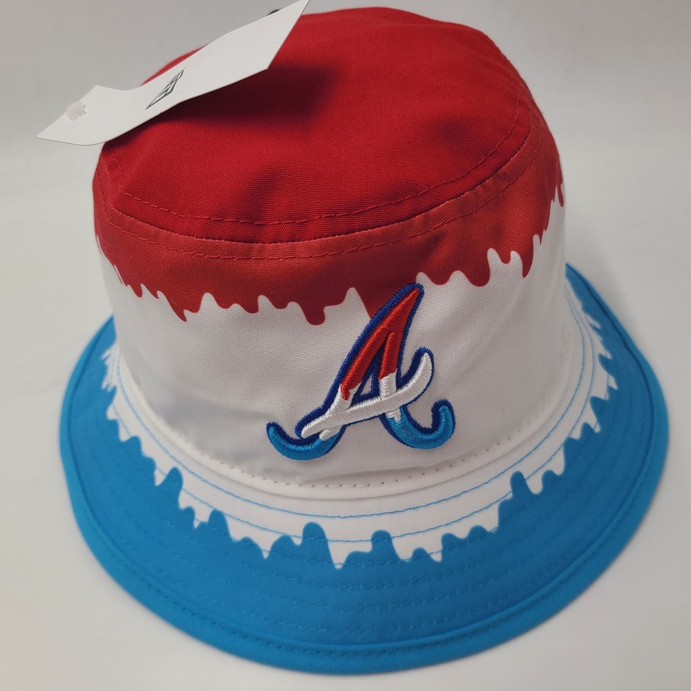 Atlanta Braves Hat Fitted M-L New Era White Red Blue MLB Bucket Boonie Drip Ooze